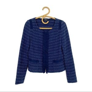 Weekend Max Mara | Navy Cotton Blend Knit Tweed Jacket Size‎ 6 Unlined